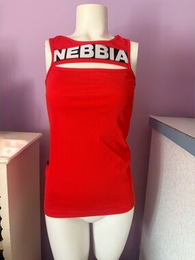 Nebbia Red Ribbed Cutout Tank Top